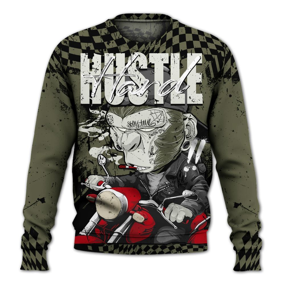 Sweatshirt To Match Travis Scott Low OG Medium Olive 1s - Hustle Hard Monkey All Over Print