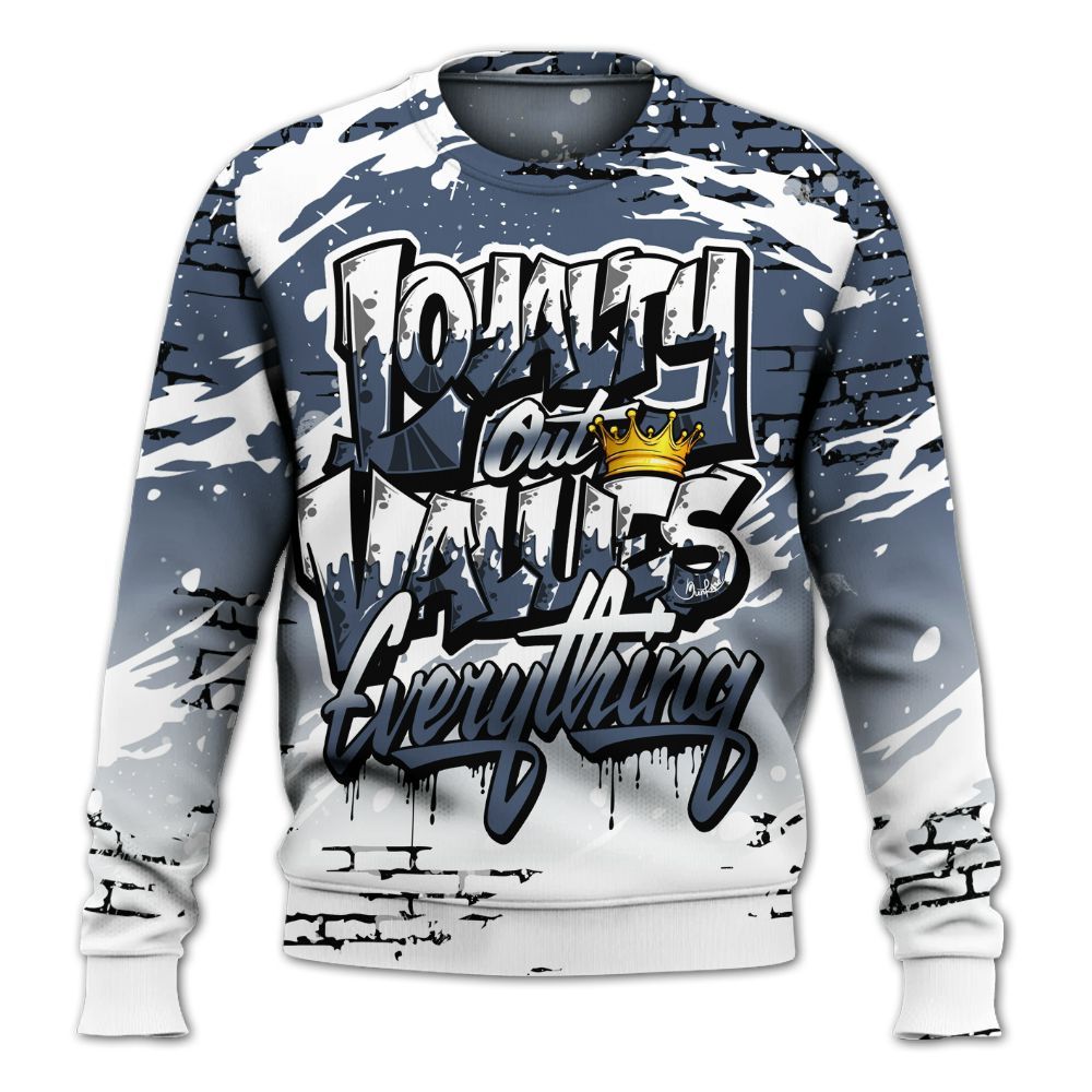 Sweatshirt To Match Low Diffused Blue 11s - Values Of Loyalty Drip All Over Print