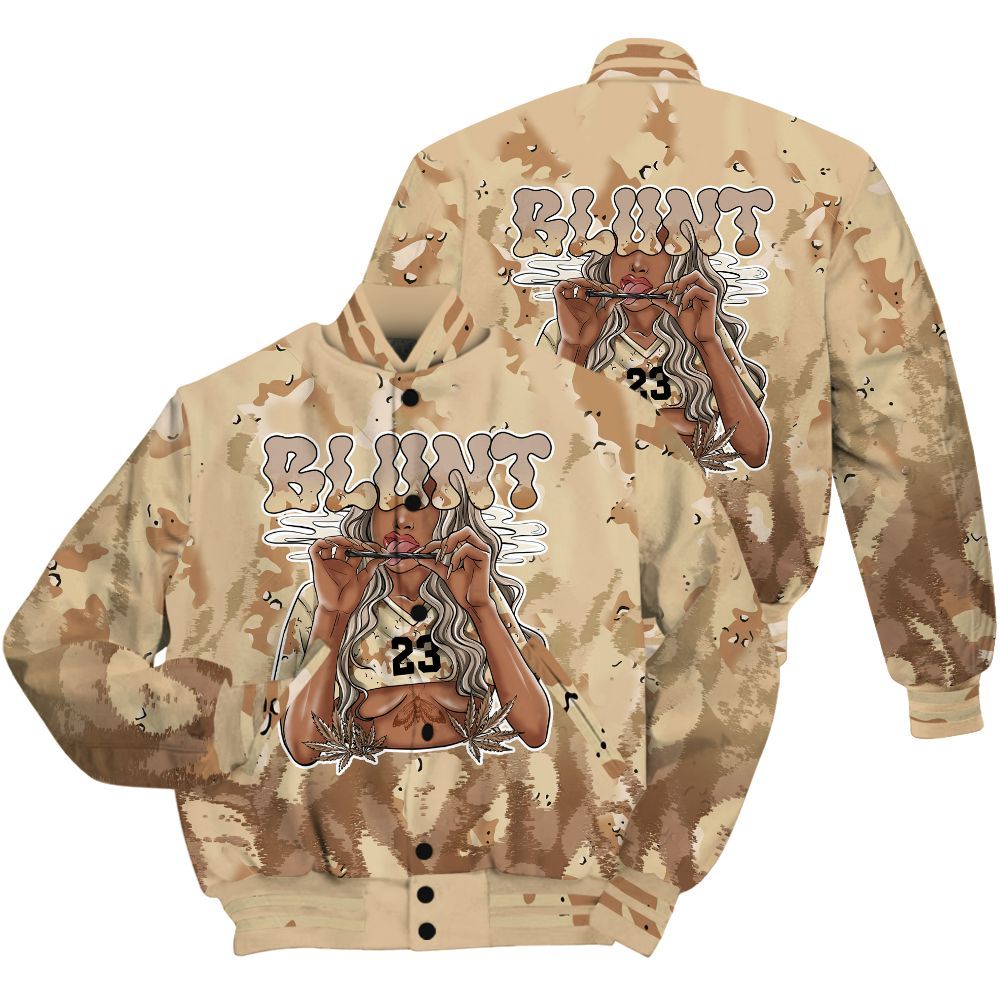 Varsity Jacket To Match Desert Camo 3s Shirt - Bluntz Burnz All Over Print