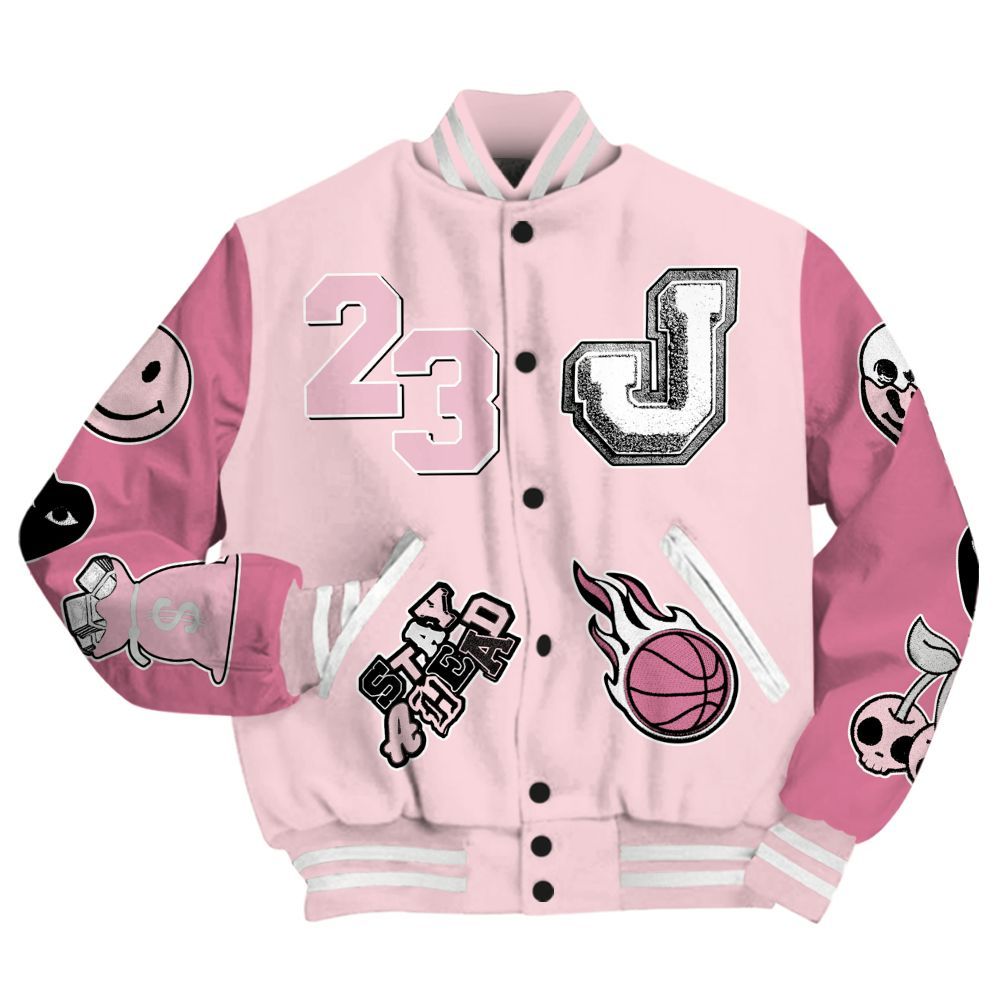 Varsity Jacket To Match GS Pearl Pink 12s - Hustles Money Number 23 All Over Print