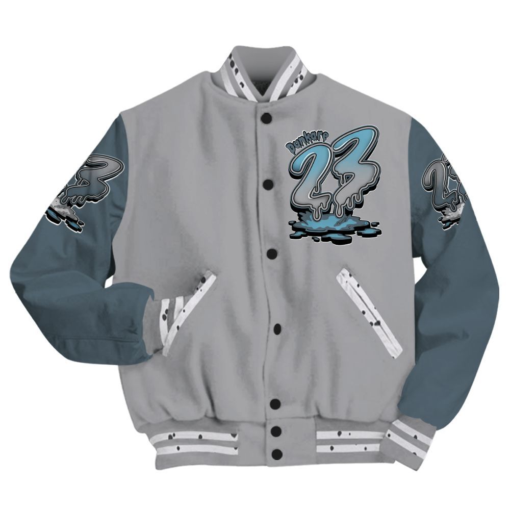 Varsity Jacket To Match Retro Light Graphite Wolf Grey 5s - Custom Name 23 Drip All Over Print