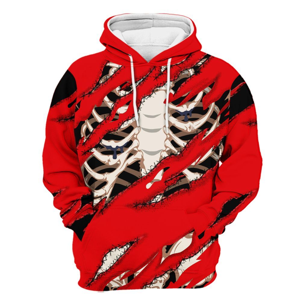 Hoodie To Match Low OG Howard University 1s - GOT 'EM Skeleton Scratch All Over Print
