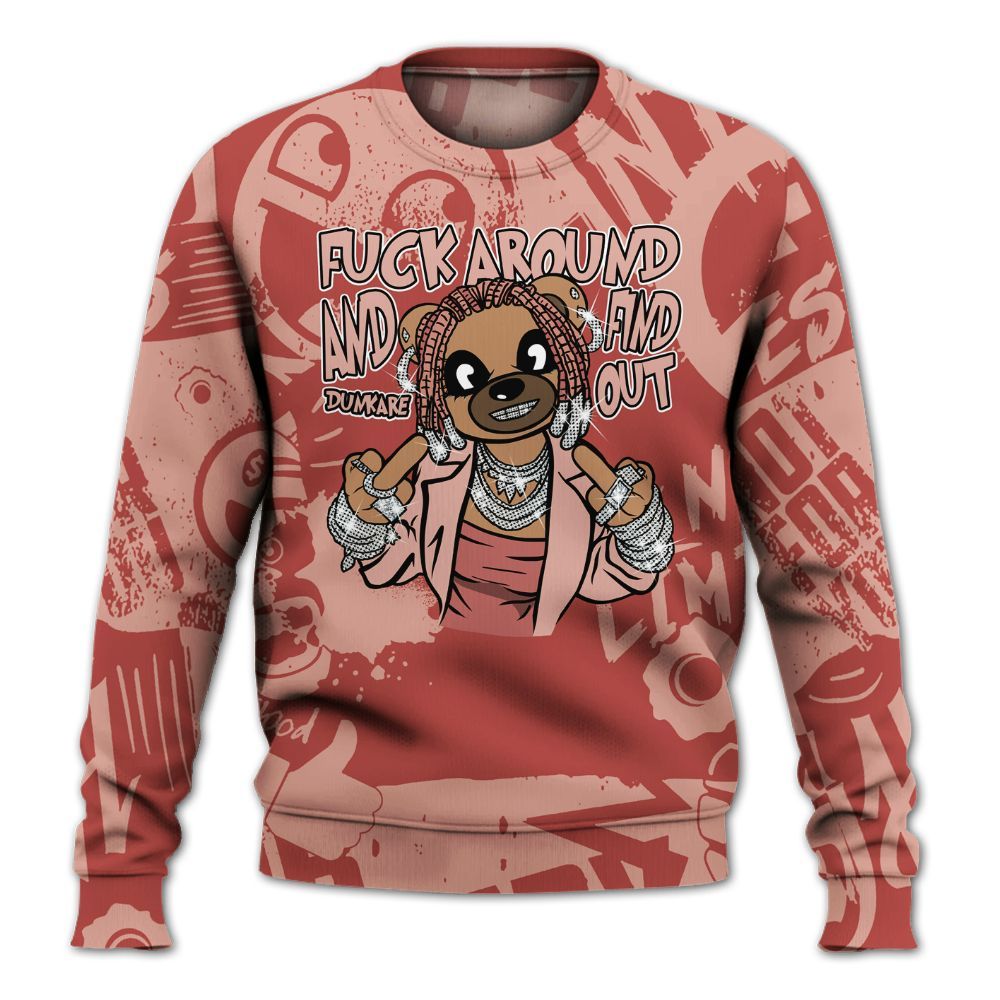 Sweatshirt To Match Dune Red 13s - F#ck Around Bear Bear Monogram Graffiti All Over Print