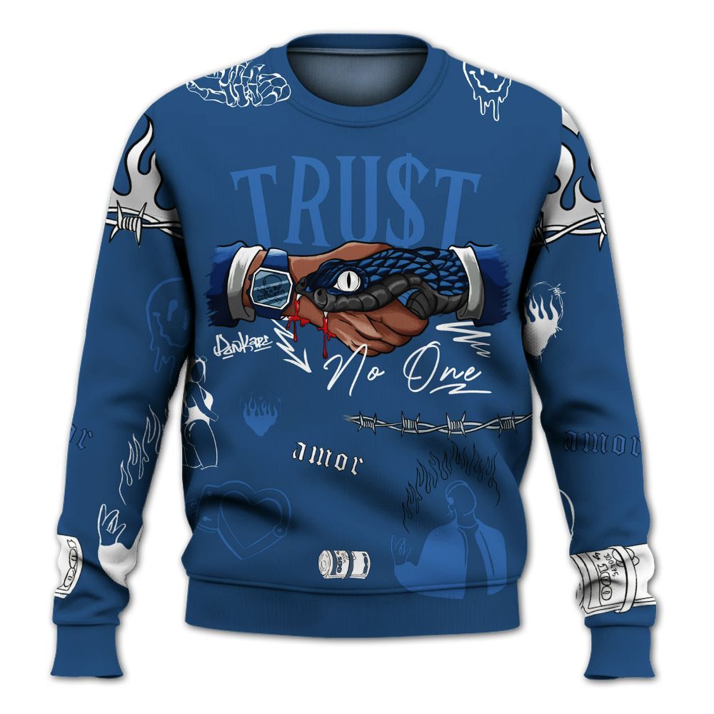 Sweatshirt To Match High OG Midnight Navy 1s - Snake Trust No One All Over Print