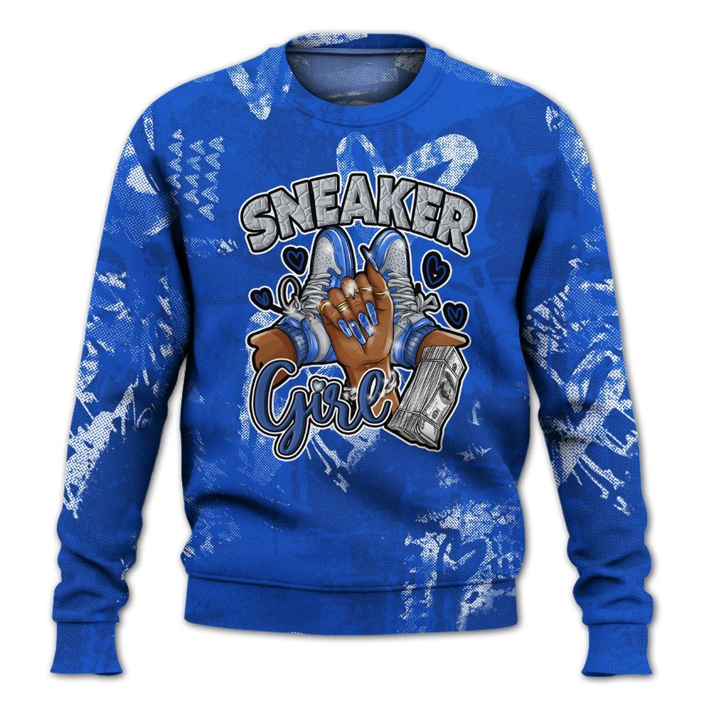Sweatshirt To Match Air Foamposite One Royal - Sneakerz Girlz Heart Grunge All Over Print