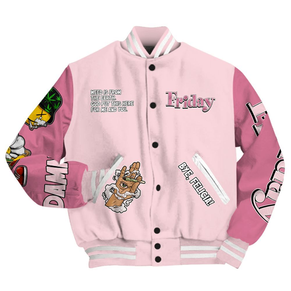 Varsity Jacket To Match GS Pearl Pink 12s - Friday Sneaker Stress Style All Over Print
