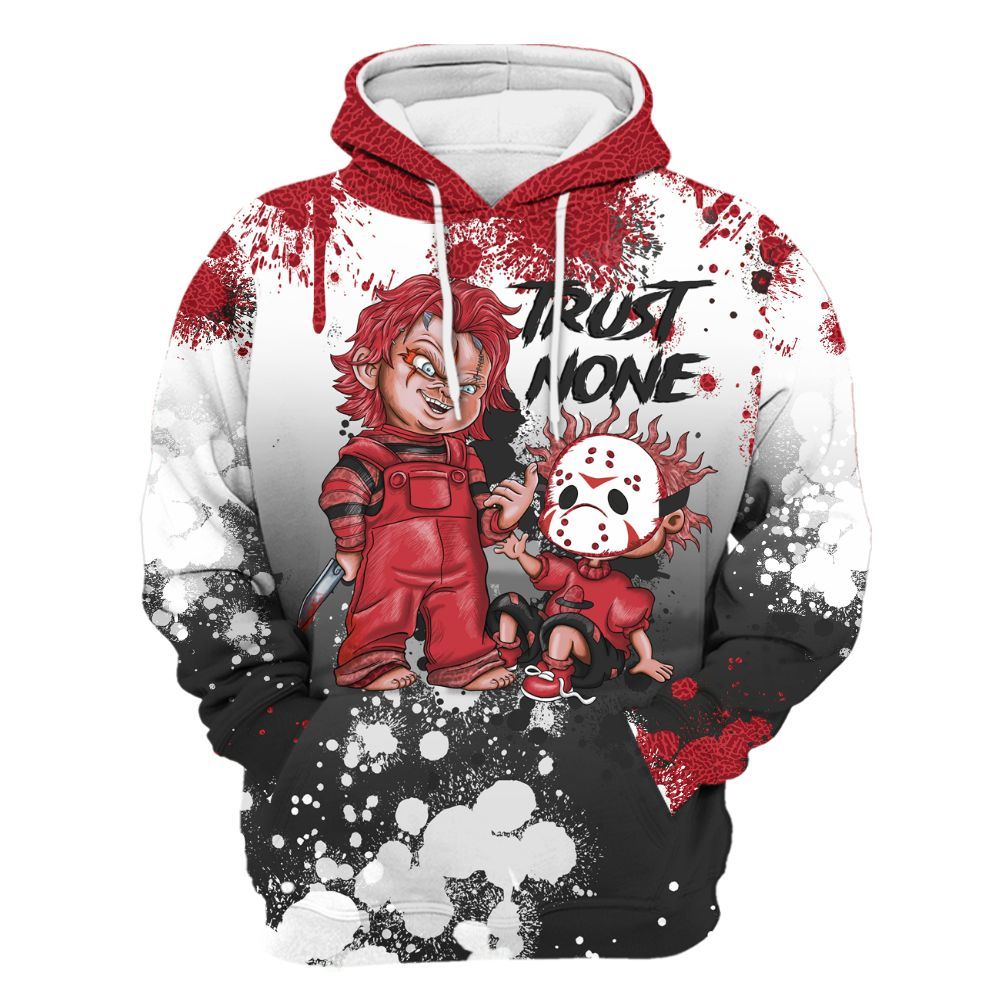 Hoodie To Match High OG Varsity Red 1s - Trust No One Scary All Over Print