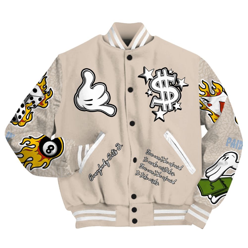 Varsity Jacket To Match Desert Sand 3s - Everybody Paid In Full Graphic All Over Print