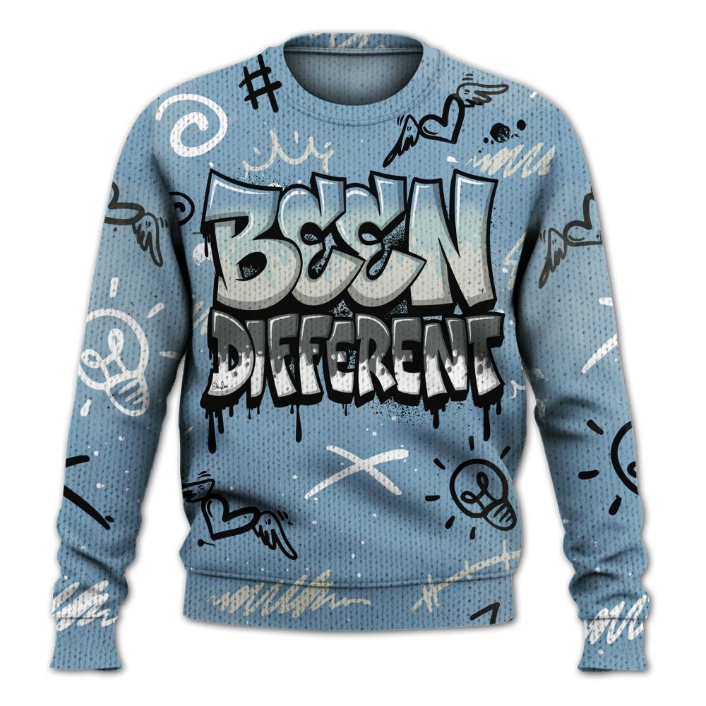 Sweater To Match Denim Worn Blue 2025 4s - Drip Been Di2ferent Graphic