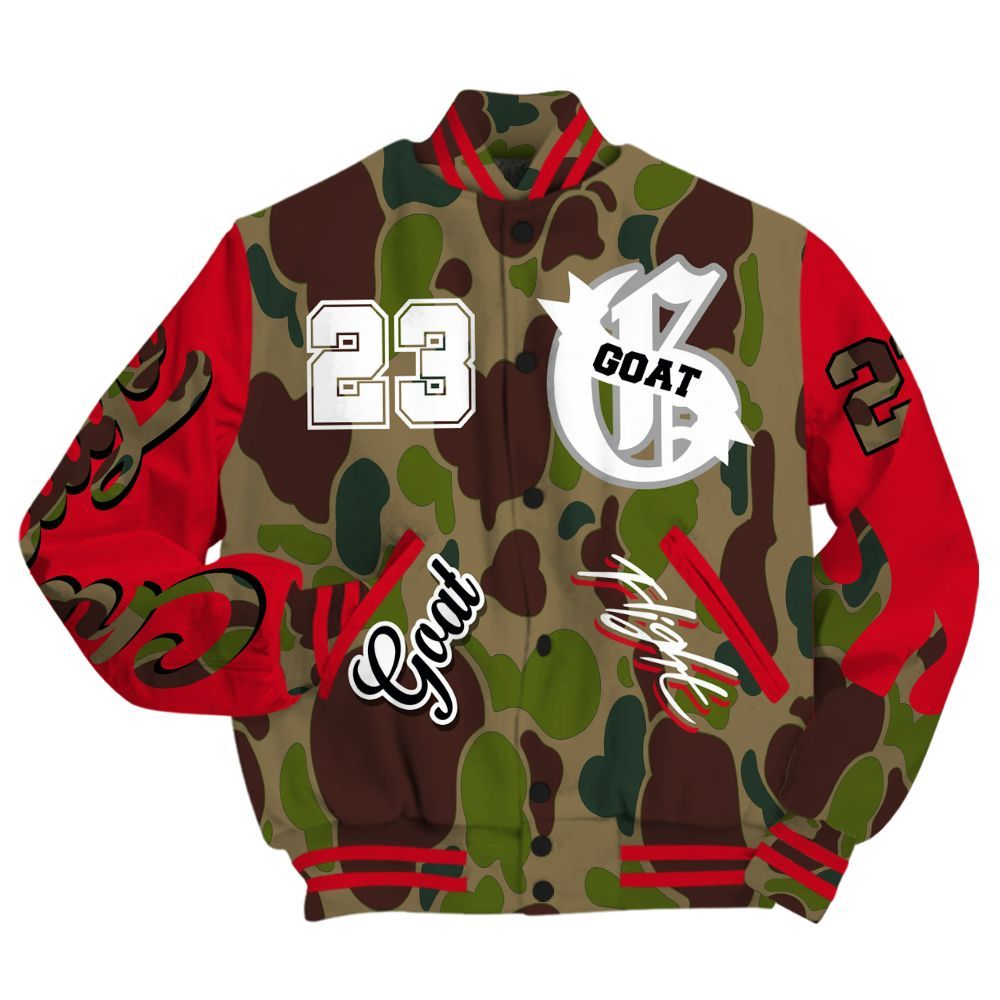 Varsity Jacket To Match Air Max 90 Duck Camo Red - The G.O.A.T Flight Streetwear All Over Print