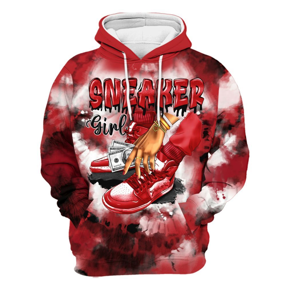 Hoodie To Match Retro Cherry 12s - SNEAKER Girl Money Drip Tie Dye All Over Print