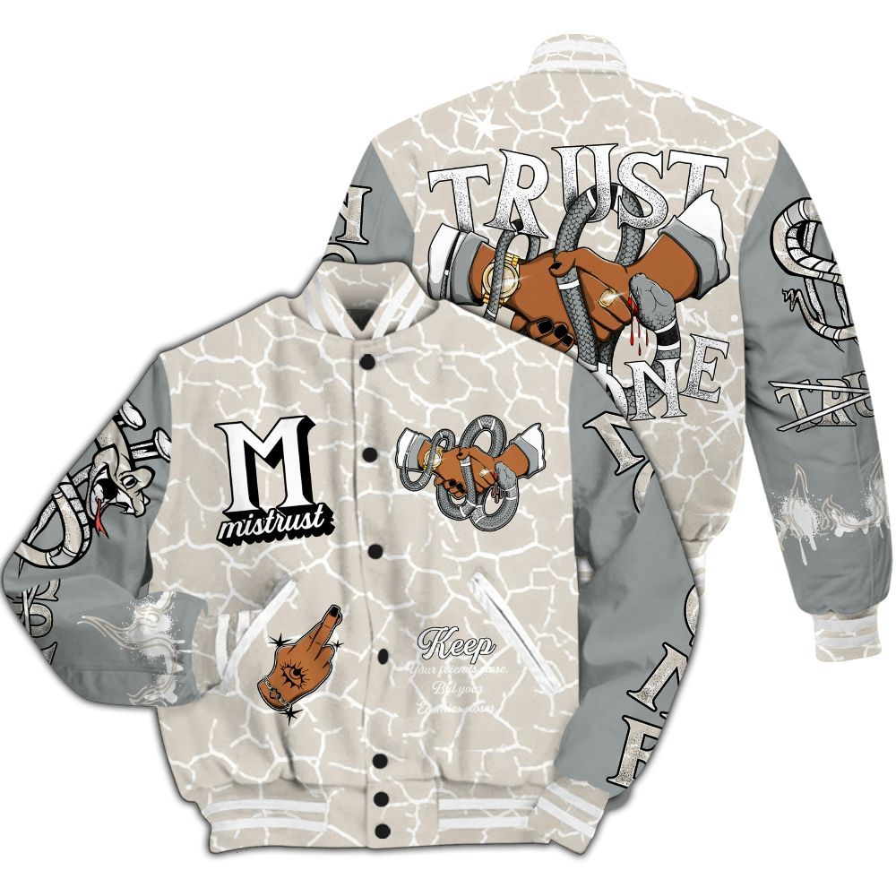 Varsity Jacket To Match Retro Pure Money 3s - Trust No One Snake-Bite Street Style All Over Print
