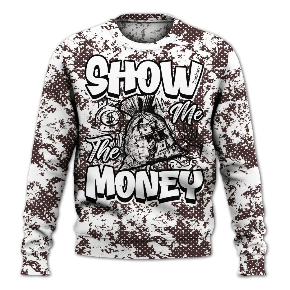 Sweatshirt To Match Burgundy Crush 3s - Show Me The Money Retro All Over Print