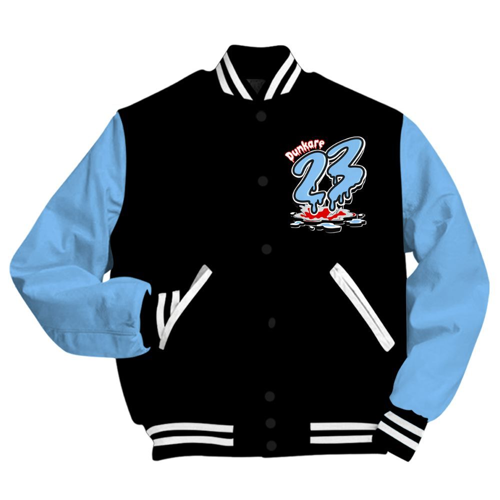 Varsity Jacket To Match University Blue 5s - Custom Name 23 Drip All Over Print