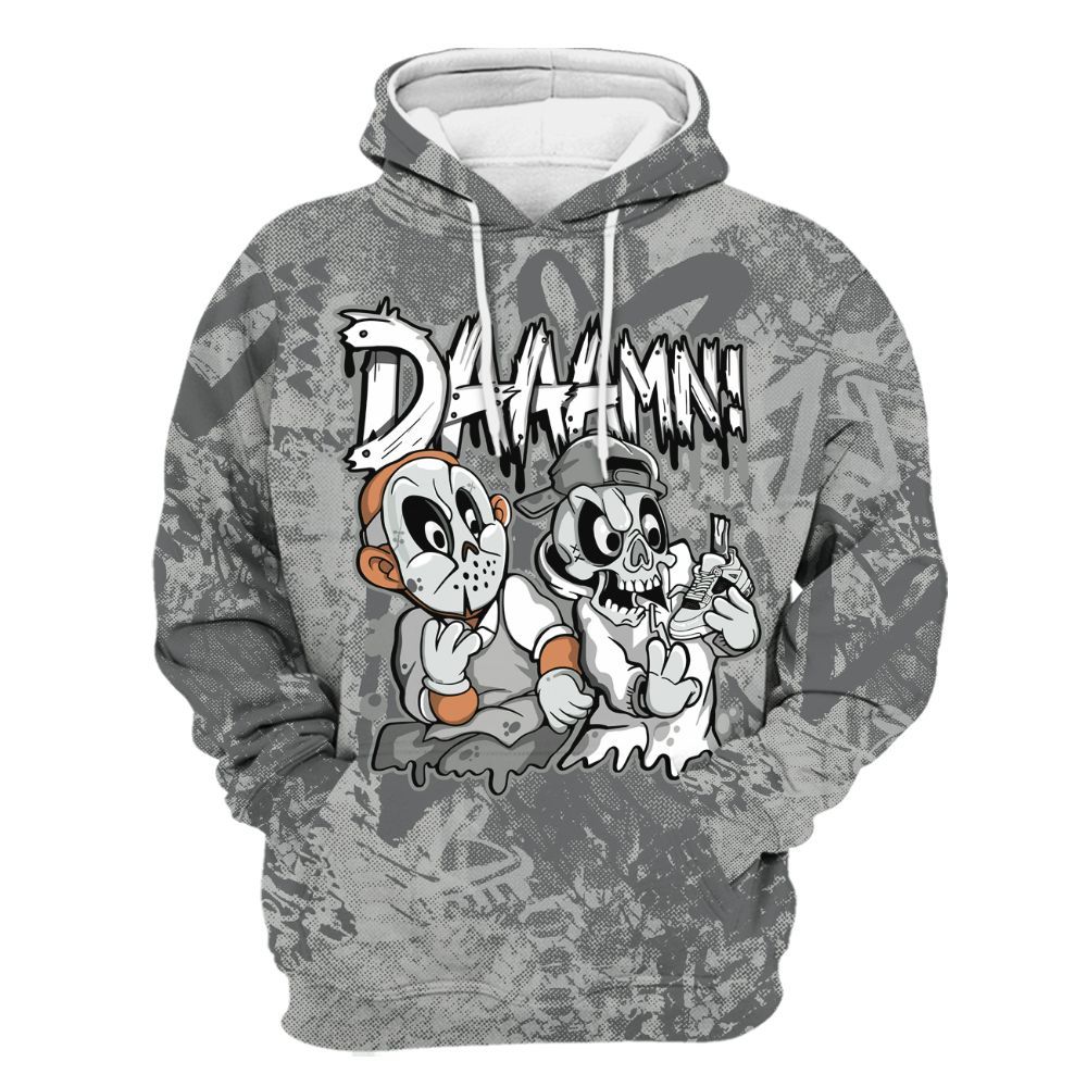 Hoodie To Match Retro Wet Cement 4s - Damn Shoe Graphic Heart Grunge All Over Print