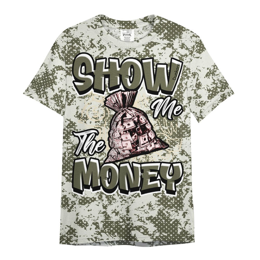 Shirt To Match Low OG Medium Olive 1s - Show Me The Money Retro All Over Print