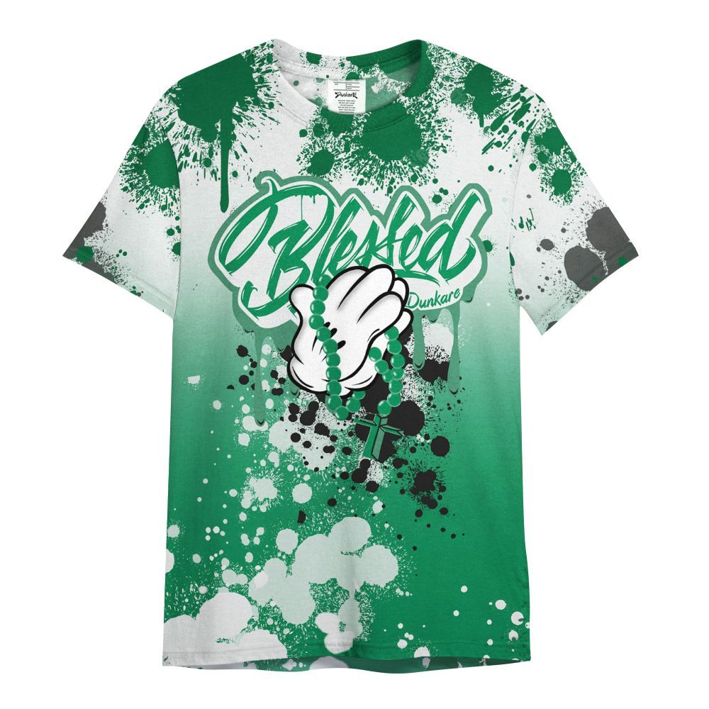 Shirt To Match Mid Lucky Green 1s - God Blessed Ink Drip All Over Print