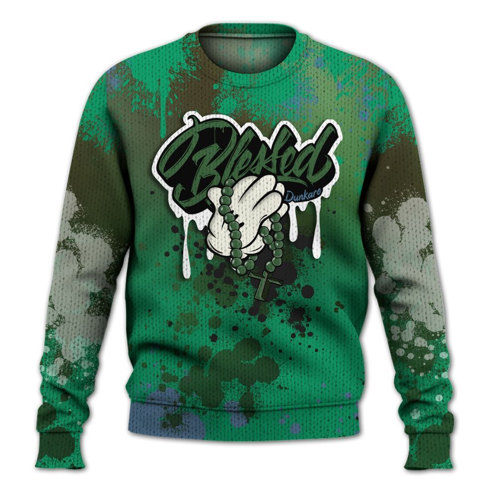 Sweater To Match Foamposite Pro Pine Green 2025 - God Blessed Ink Drip Graphic