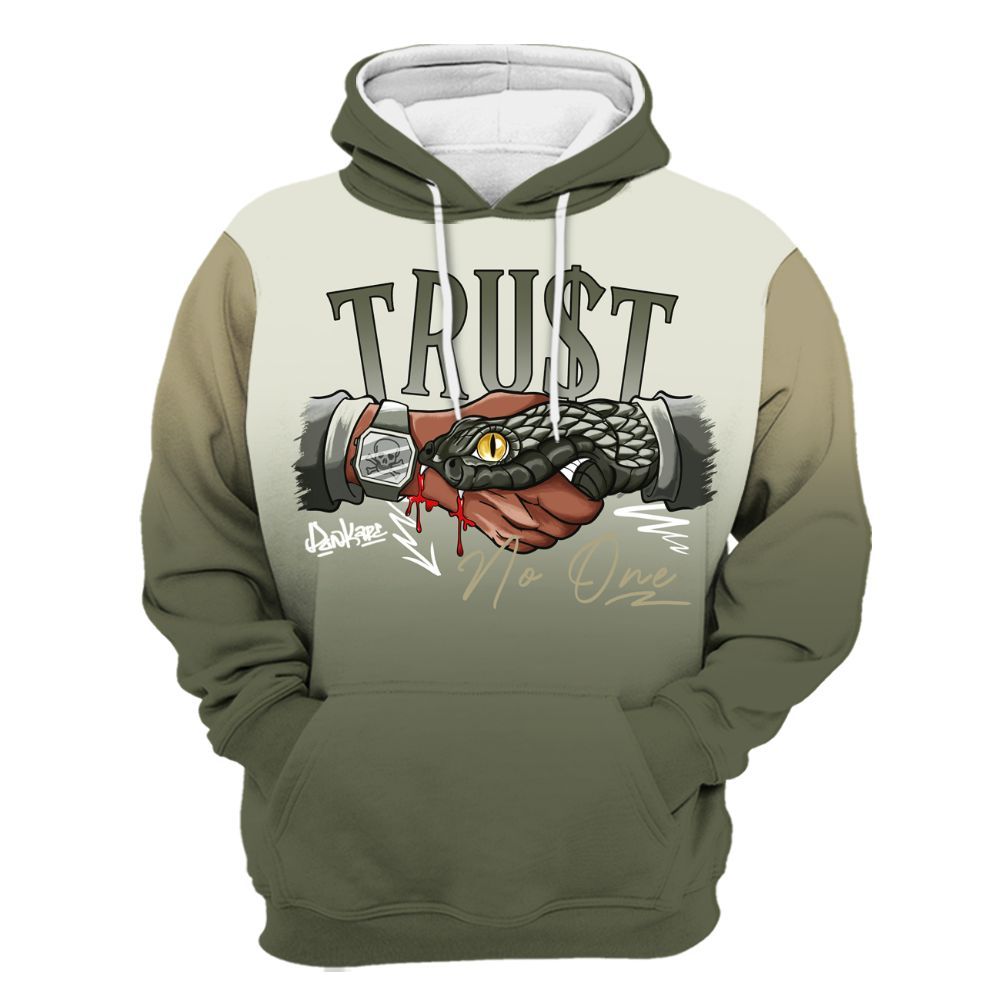 Hoodie To Match Low OG Medium Olive 1s - Snake Trust No One Drip All Over Print
