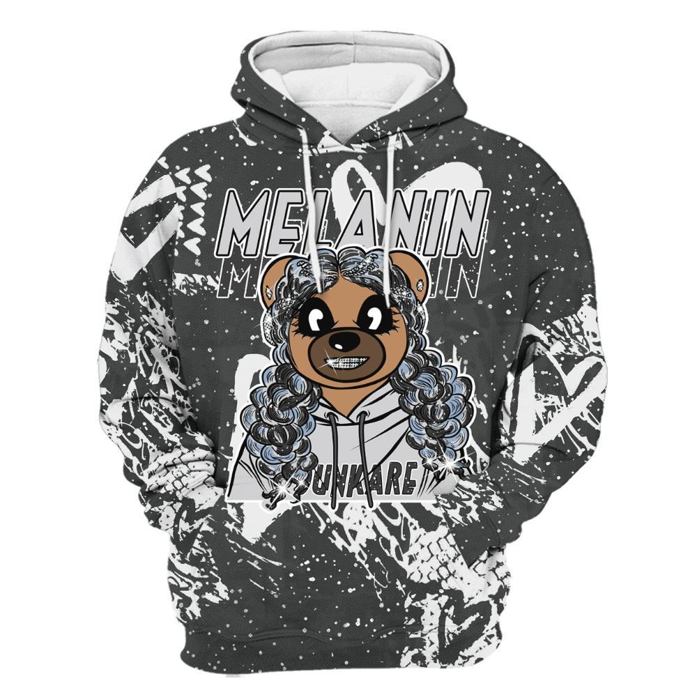 Hoodie To Match Reverse Black White 6s - Pigments Bear Heart Grunge All Over Print