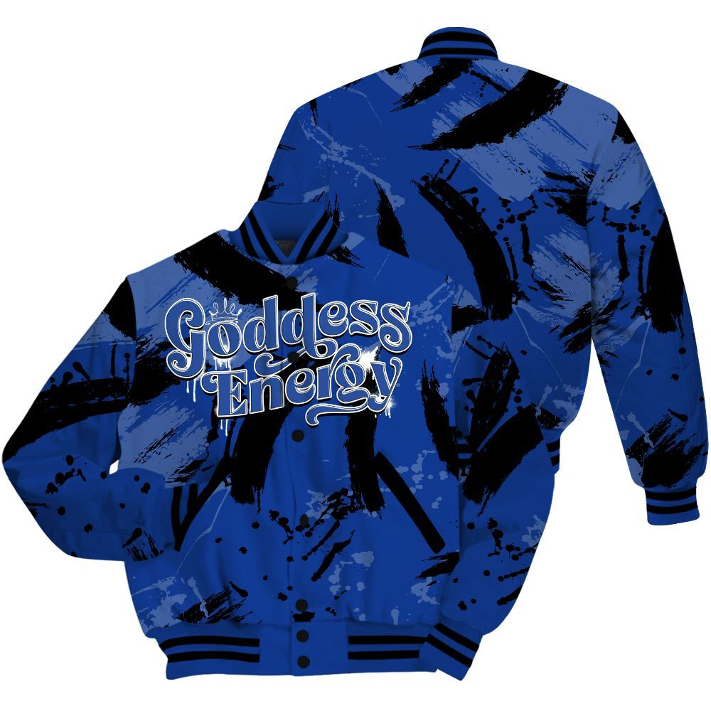 Varsity Jacket To Match Air Foamposite One Royal - Goddess Energy Retro All Over Print
