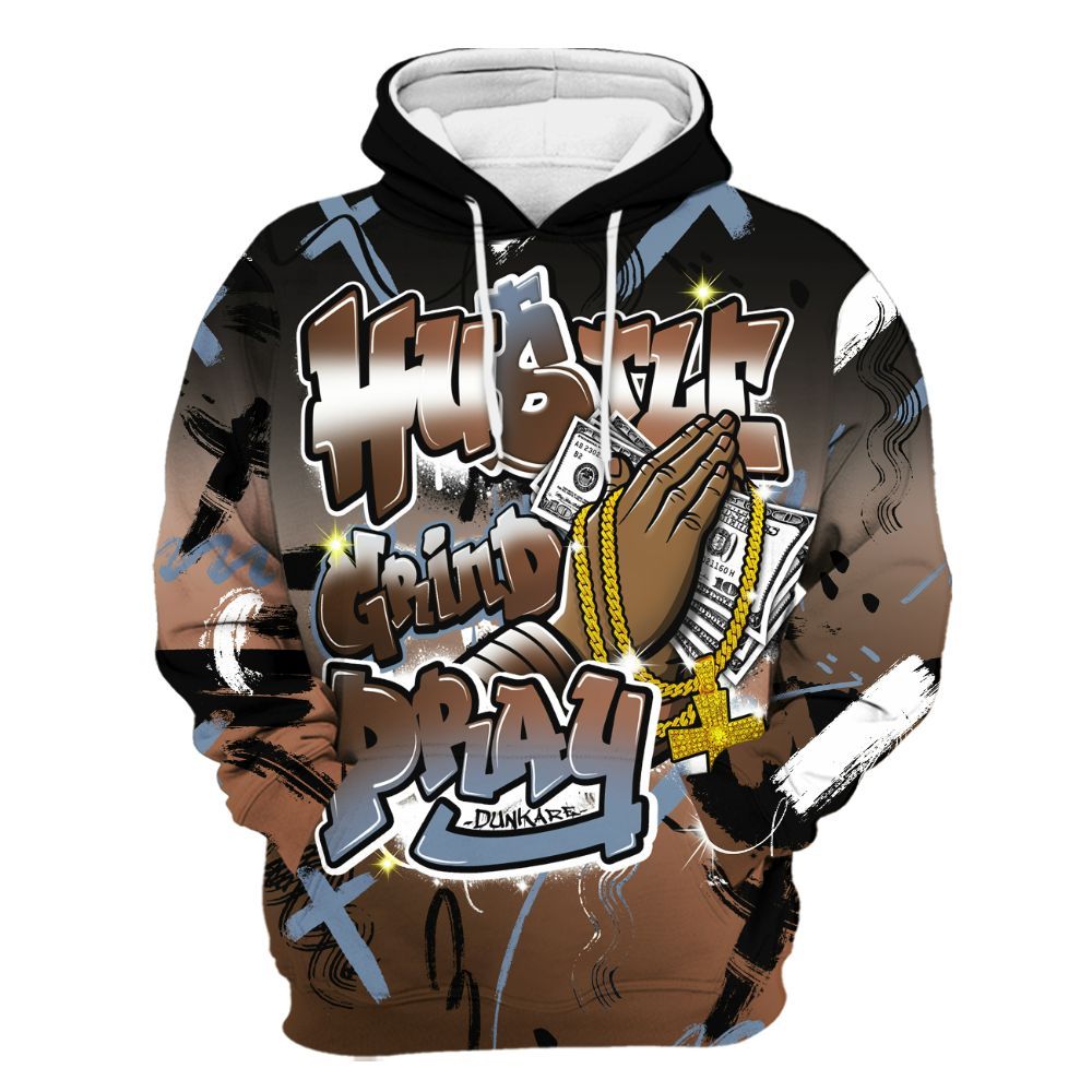 Hoodie To Match Air Foamposite Metallic Copper - Money Hustle Grind Pray All Over Print
