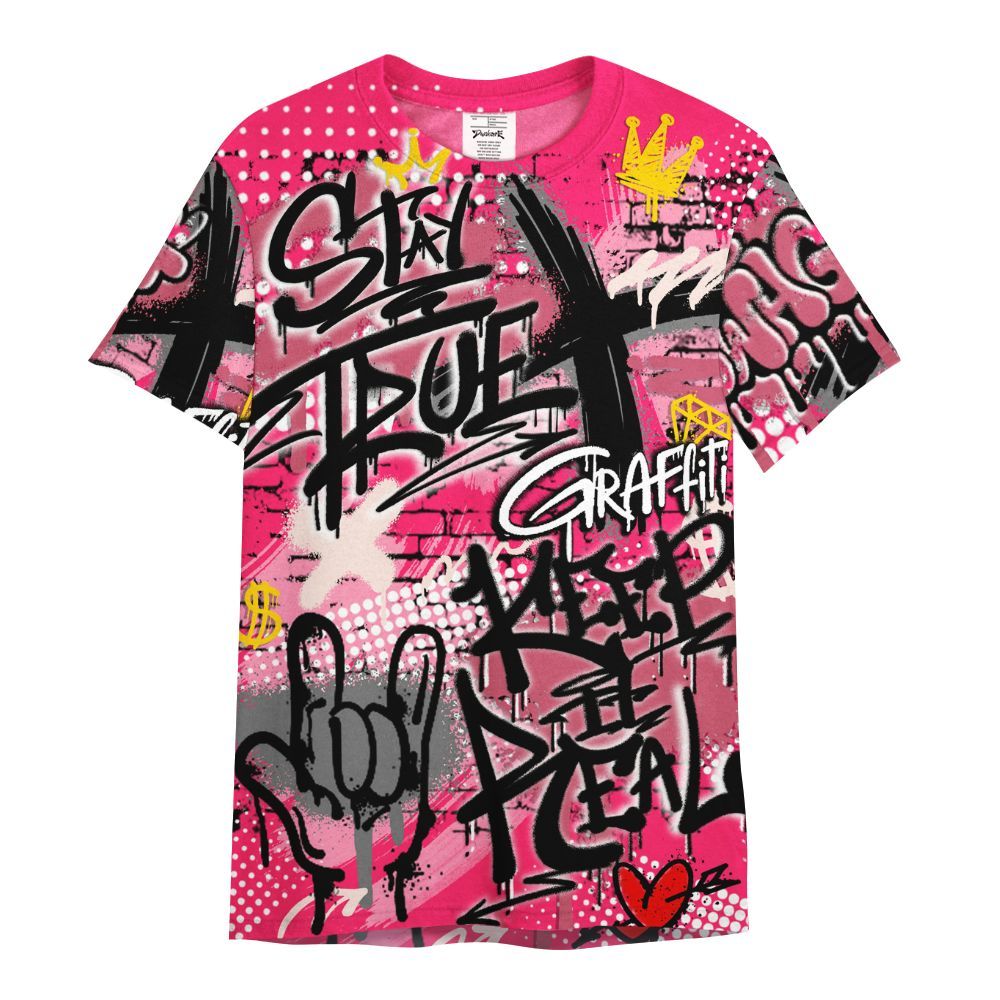 Shirt To Match A'One Hyper Pink Shirt, True It Real Graffiti Streetwear All Over Print