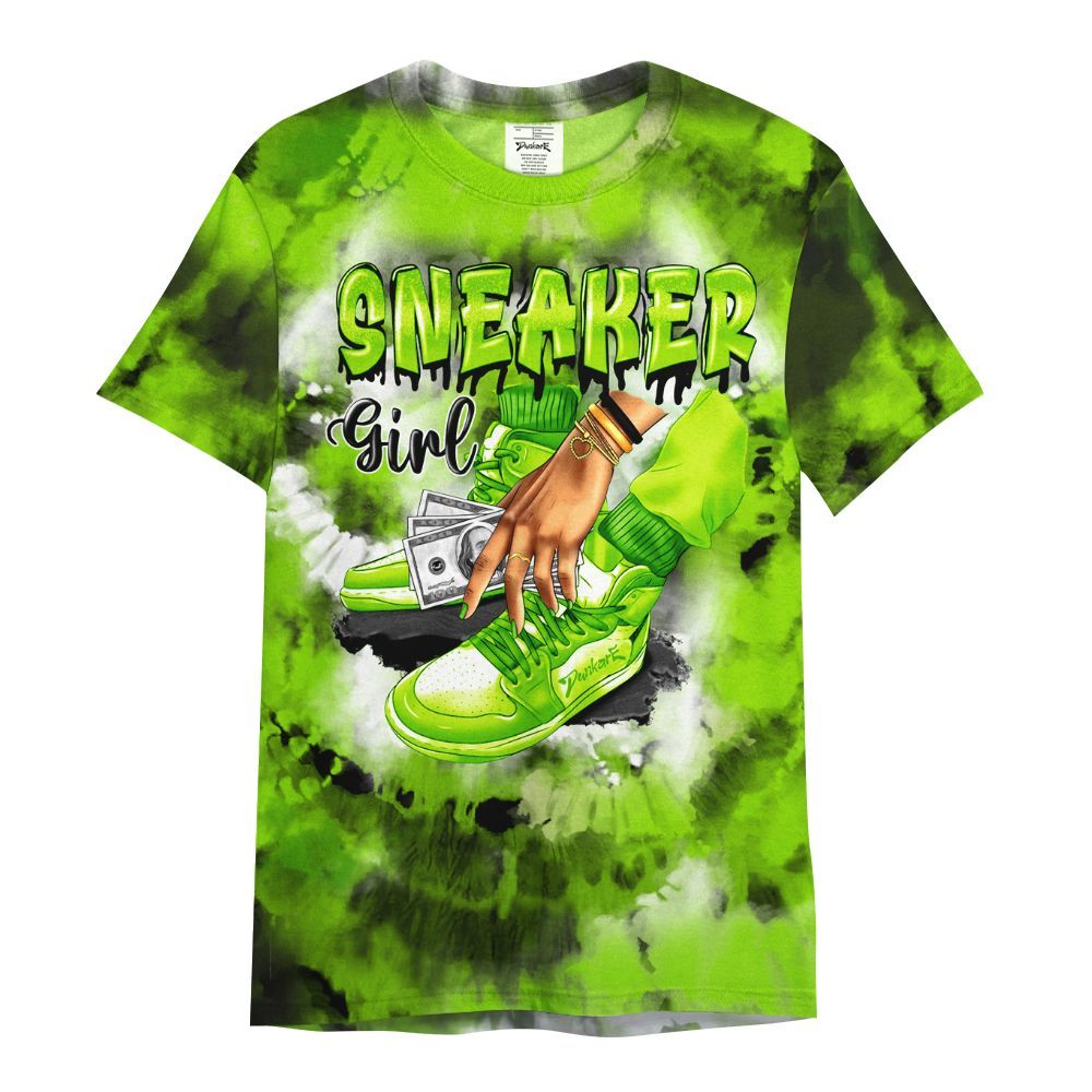 Shirt To Match Electric Green 6s - SNEAKER Girl Money Drip Tie Dye All Over Print