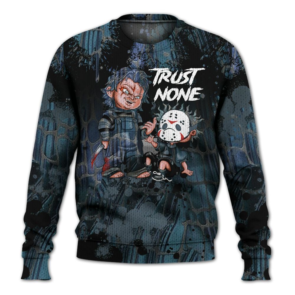 Knitted Sweater To Match Air Foamposite Kazuya Mishima - Trust No One Scary