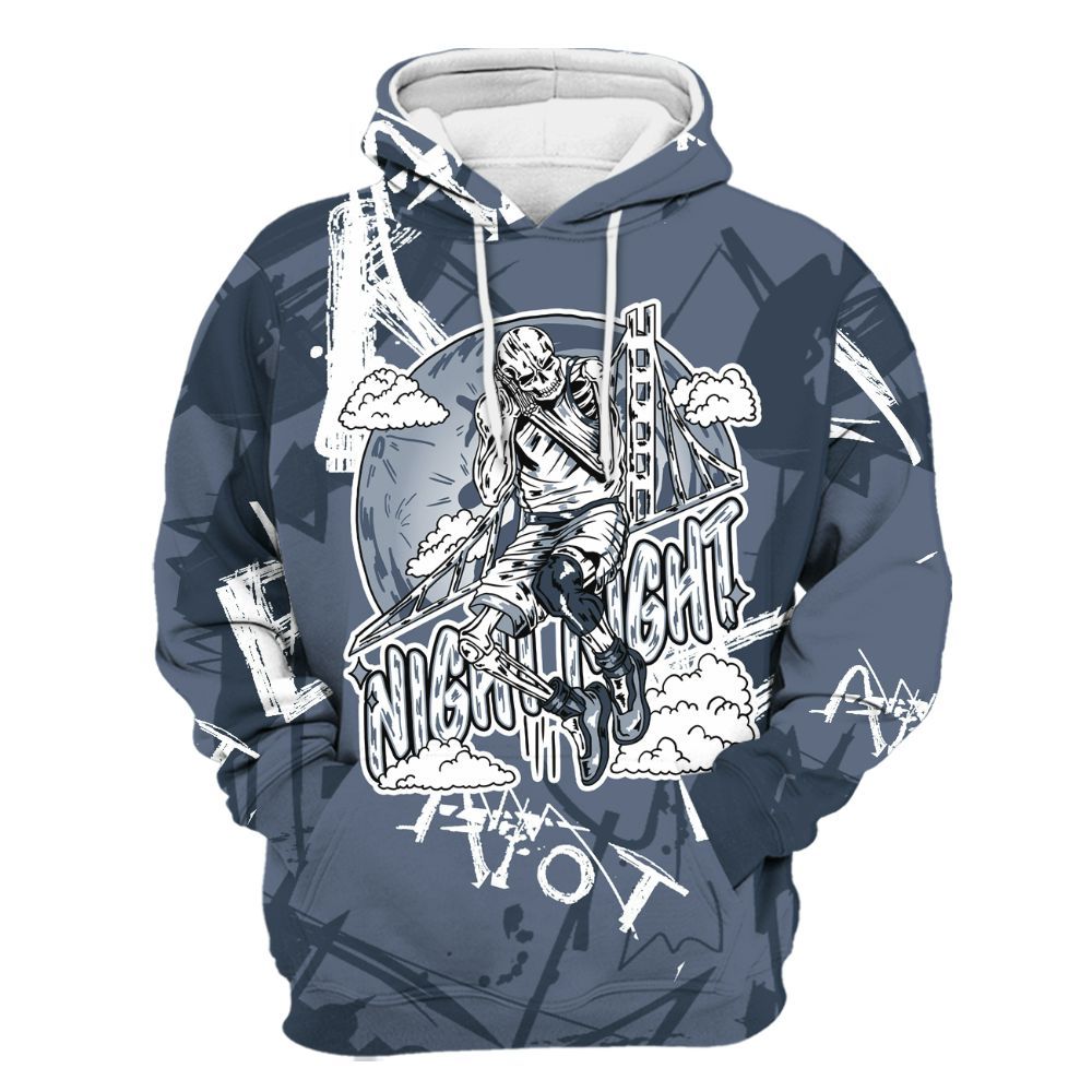 Hoodie To Match Low Diffused Blue 11s - Seeya Skeleton Messyz All Over Print