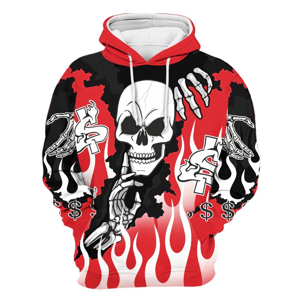 Hoodie To Match Prime 93 Fire Red - Ones Move In Silence Graphic Trapped All Over Print