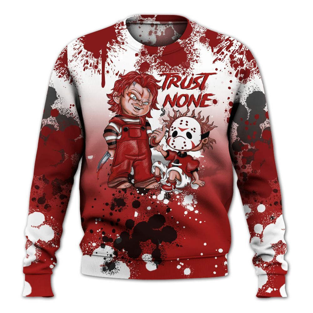 Sweatshirt To Match Red Taxi 12s - Trust No One Scary All Over Print
