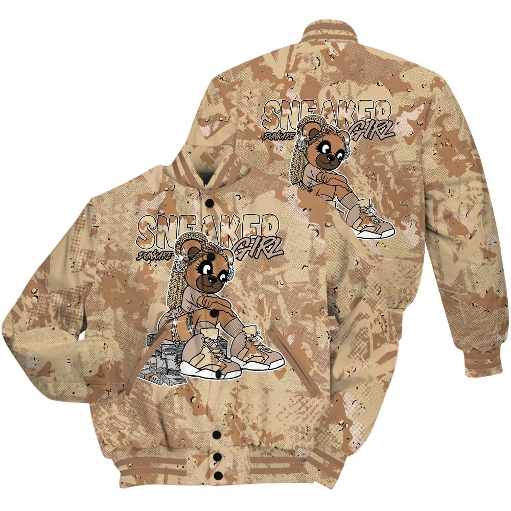 Varsity Jacket To Match Desert Camo 3s Shirt - Sneaker Girl Bear Heart Grunge All Over Print