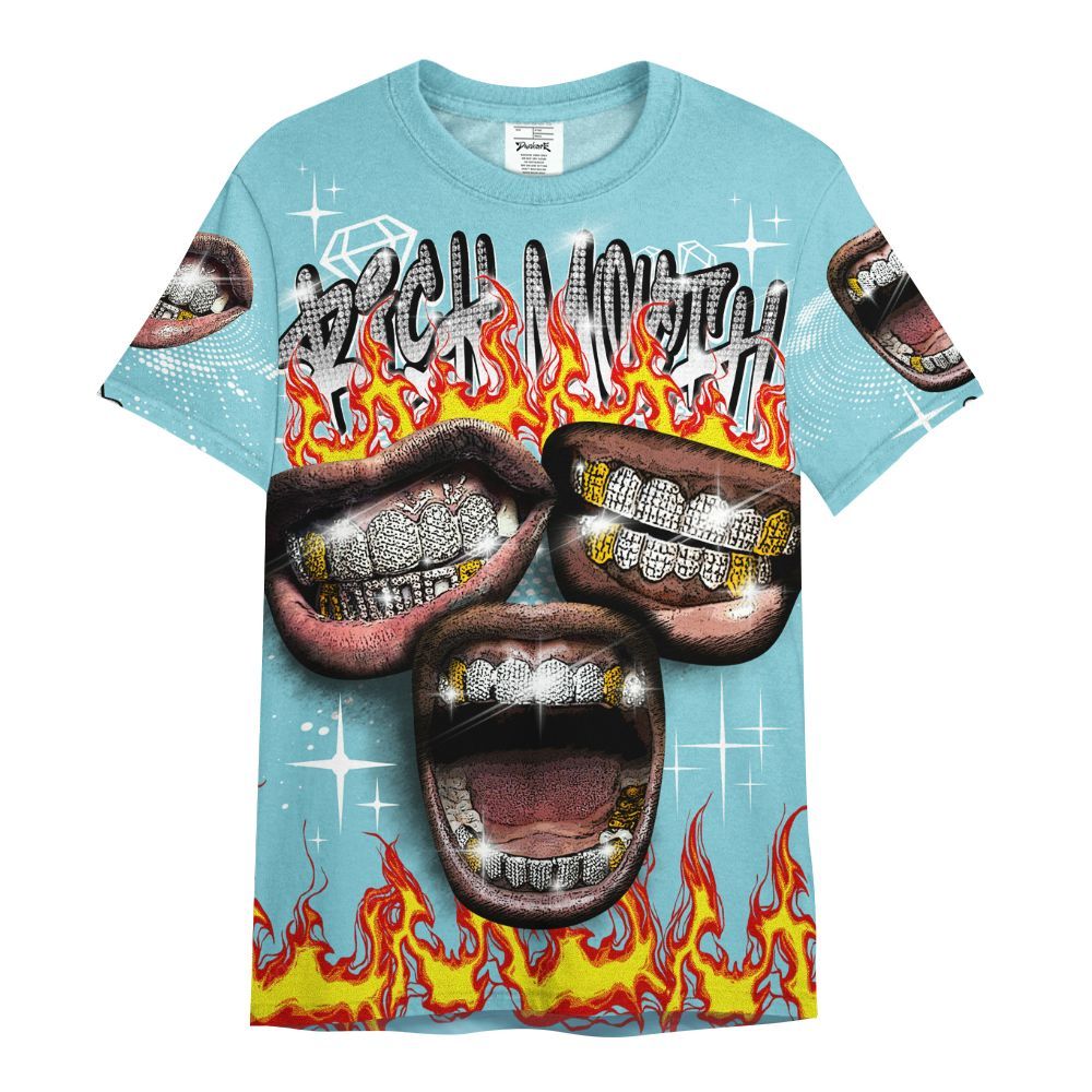 Shirt To Match Low Legend Blue 11s - Rich Mouth Fire Rap Retro 90s All Over Print