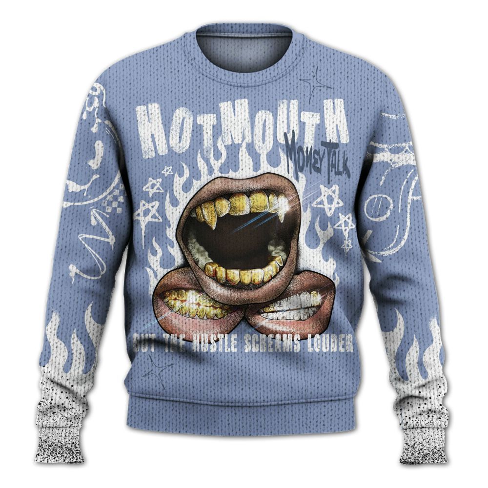 Knitted Sweater To Match Retro Blue Grey 13s - Mouth Burning Street Style