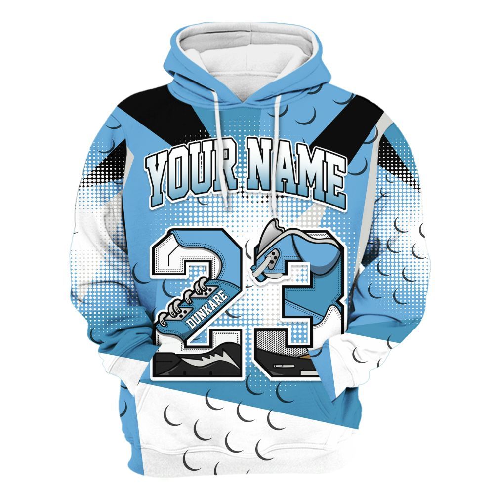 Hoodie To Match SB Dunk Low University Blue - Poly Custom Name Number 23 5s All Over Print