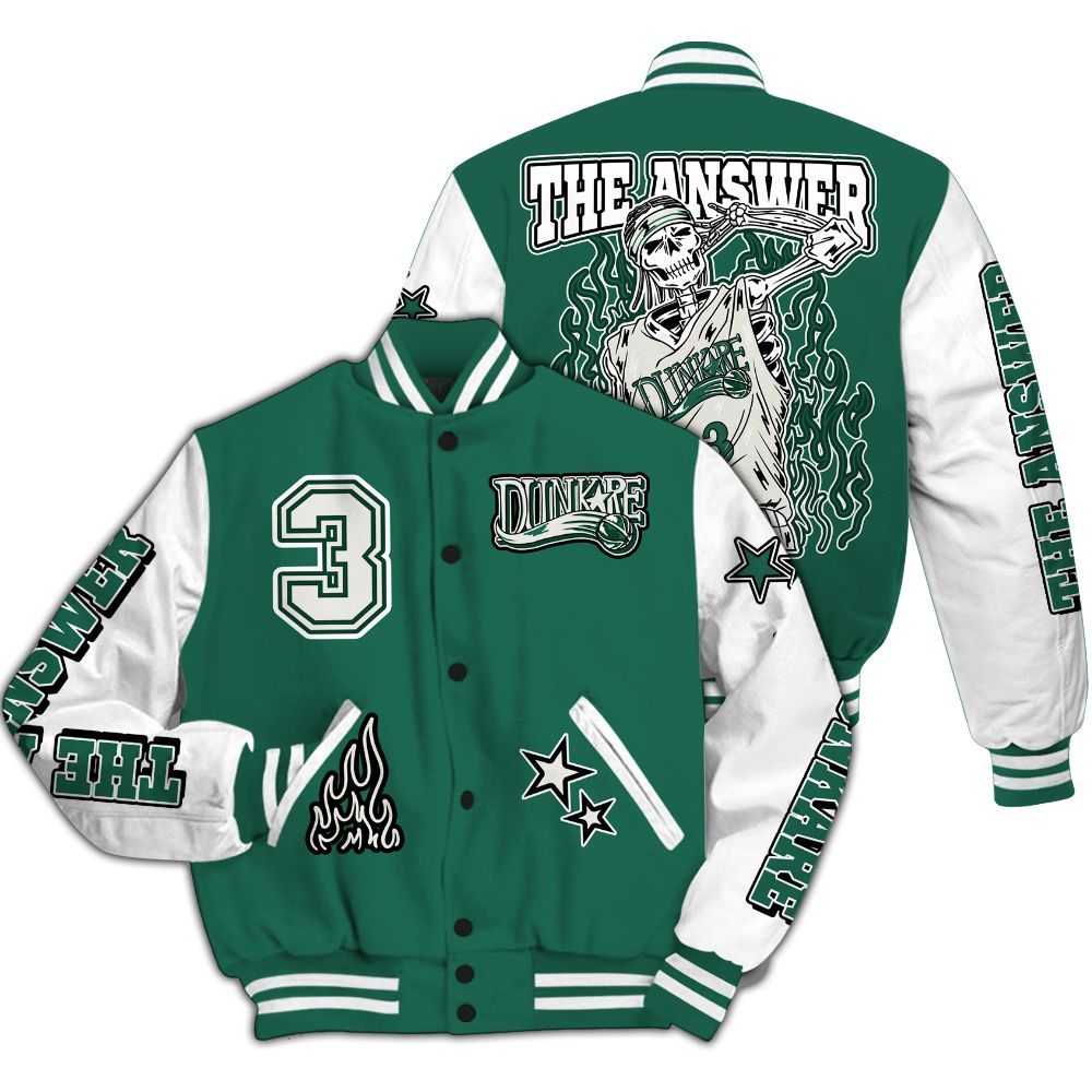 Varsity Jacket To Match Oxidized Green 4s - Allen Answer Skeleton All Over Print