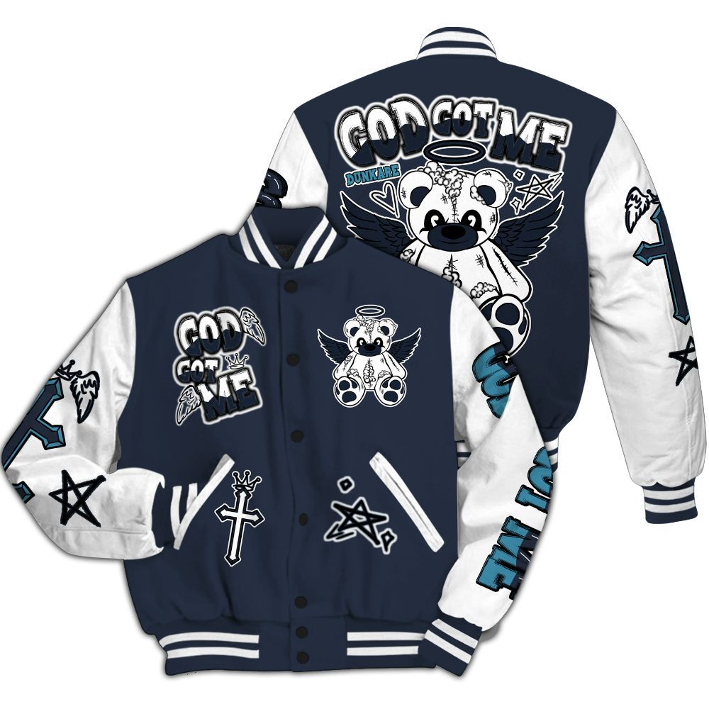 Varsity Jacket To Match Retro Obsidian 13s - Gods Guides Me Bear All Over Print