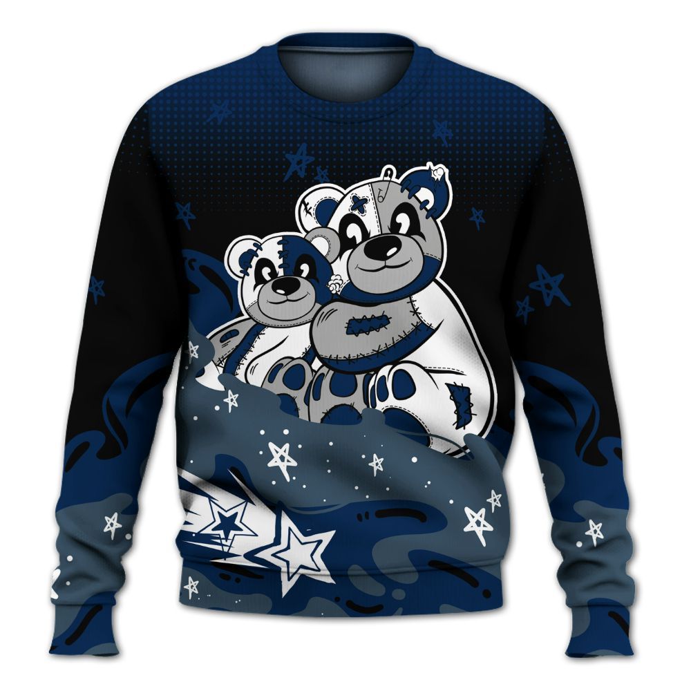 Sweatshirt To Match SB White Navy 4s - Sincere Fondness Bear Stars All Over Print