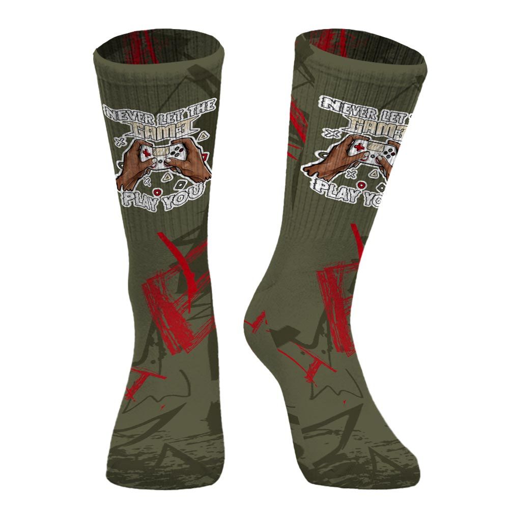 Sock To Match Travis Scott Low OG Medium Olive 1s - PlayGame Human Messyz