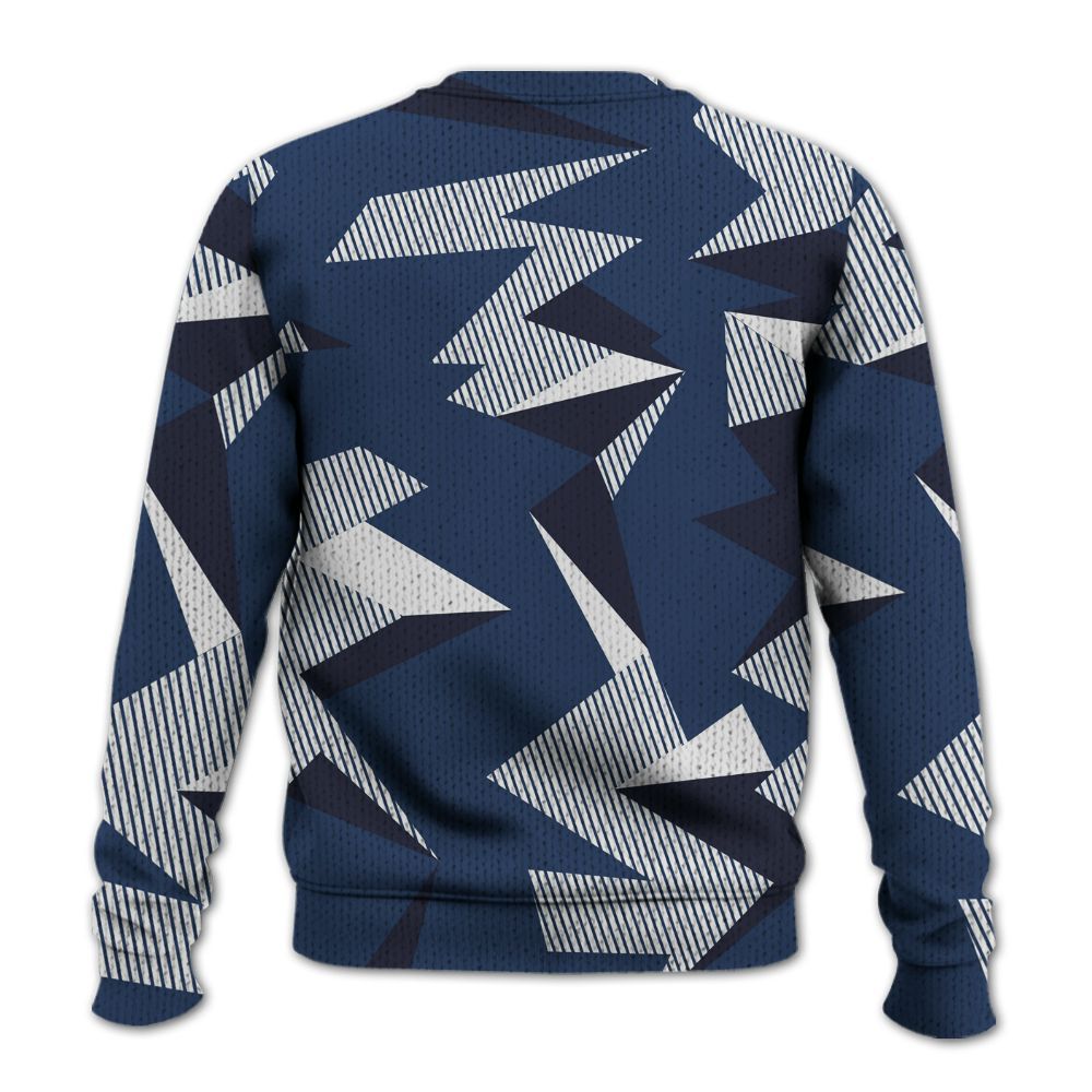 Knitted Sweater To Match Low 85 Metallic Blue 1s - Geometric Camouflage Pattern