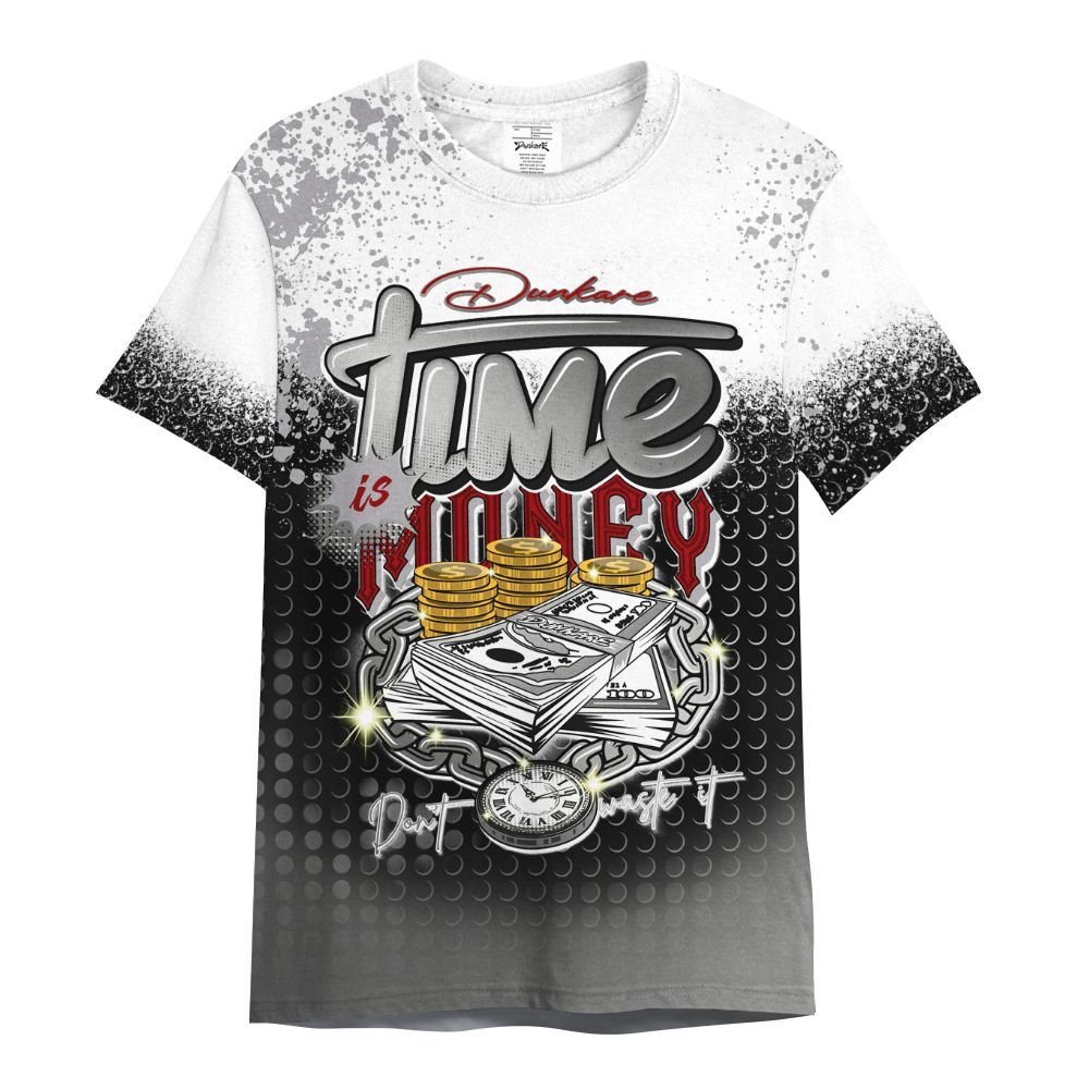 Shirt To Match Metallic Silver 14s - Halftone Time Is Money All Over Print