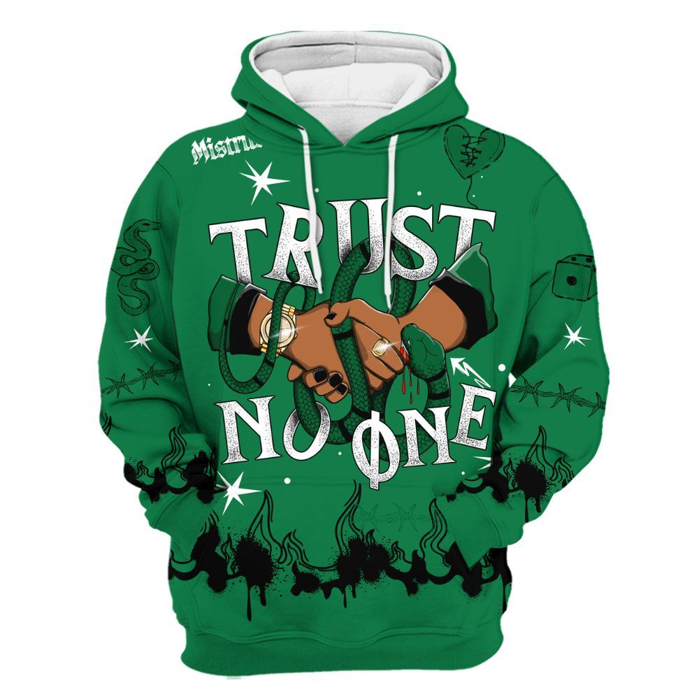 Hoodie To Match Pine Green 13s - Trust No One Snake-Bite Doodle Crayon All Over Print