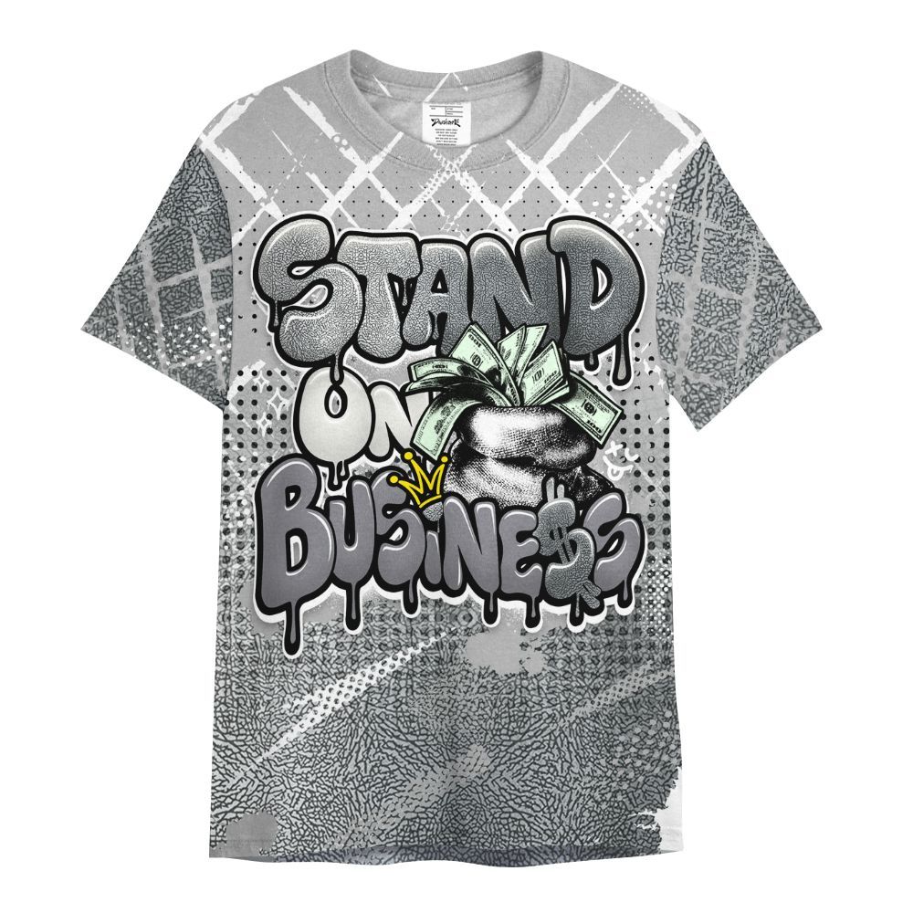 Shirt To Match Cement Grey Silver 3s - Halftone Stand Business Drip All Over Print