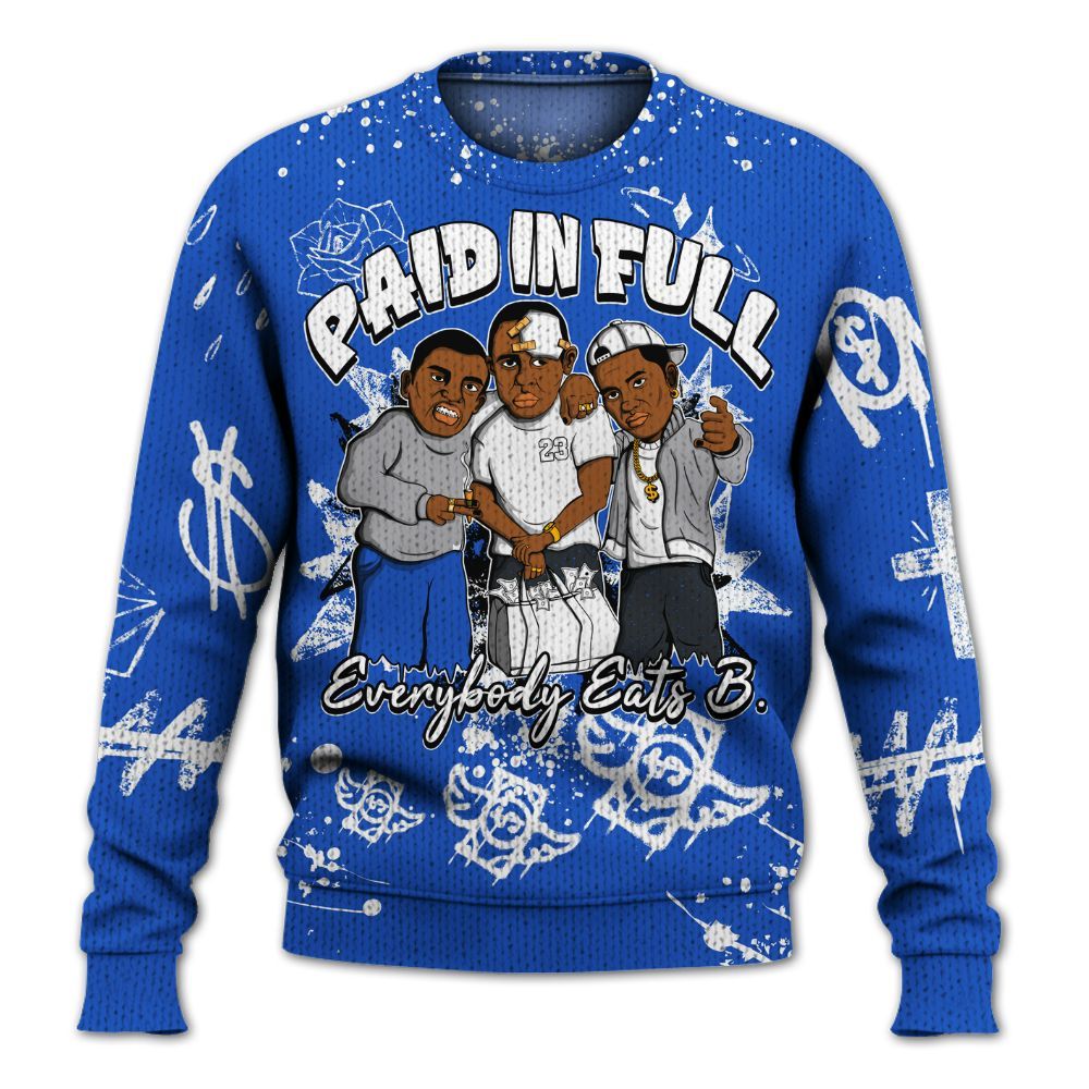 Knitted Sweater To Match Retro Stealth 5s - Everybody Paid In Full Crayon