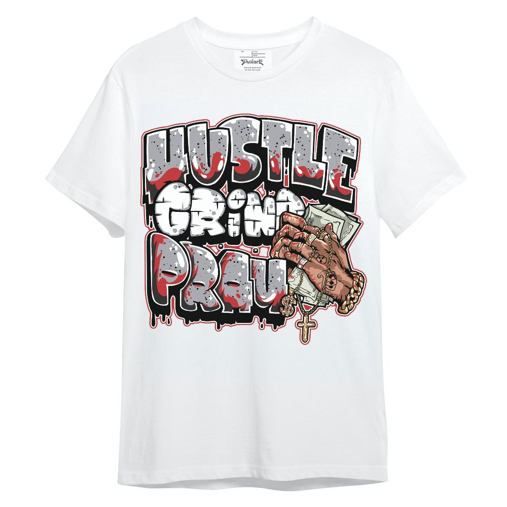 Shirt To Match White Cement 4s - Hustles Grind Pray Graphic