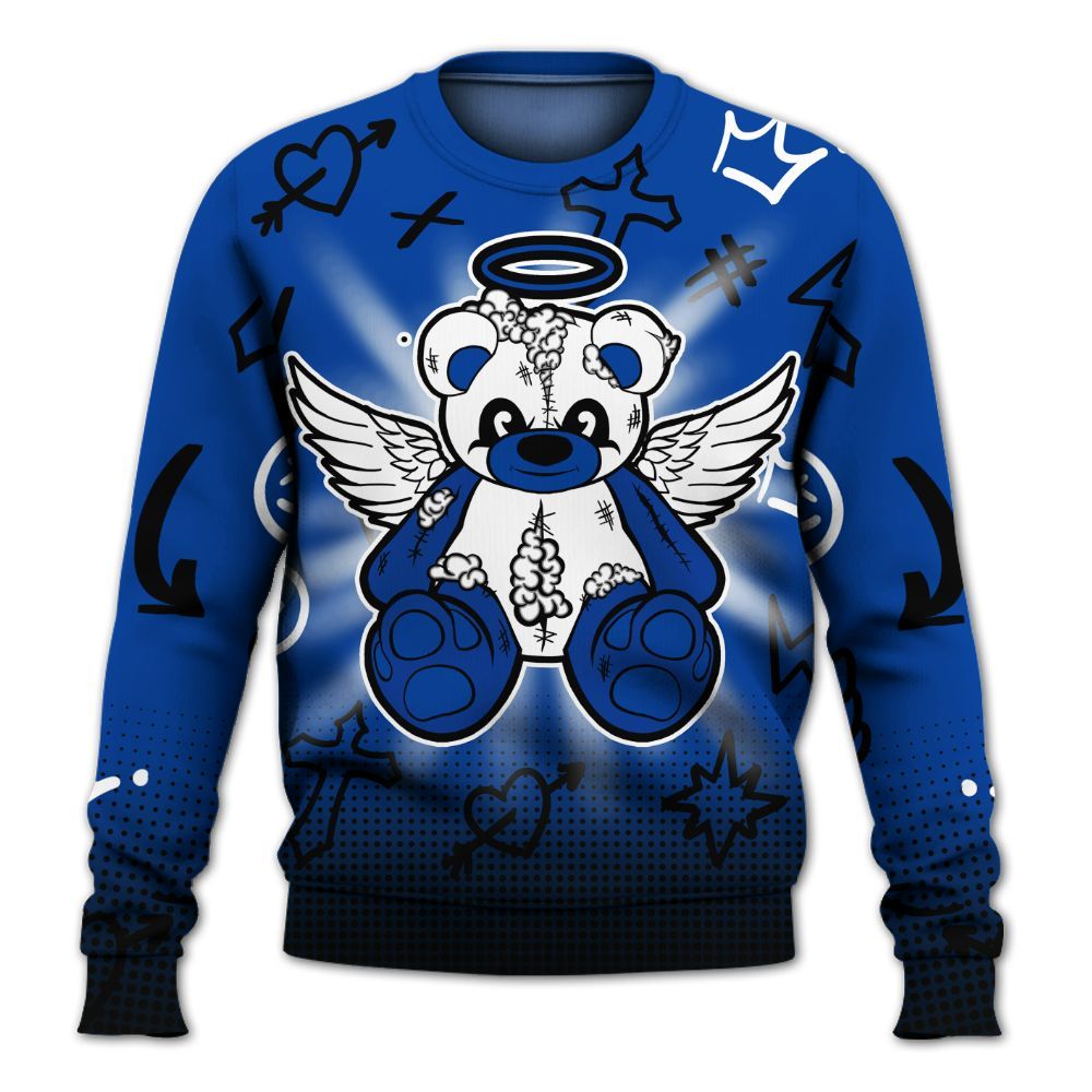 Sweatshirt To Match Hyper Royal 12s - Gods Guides Me Bear Graphics All Over Print