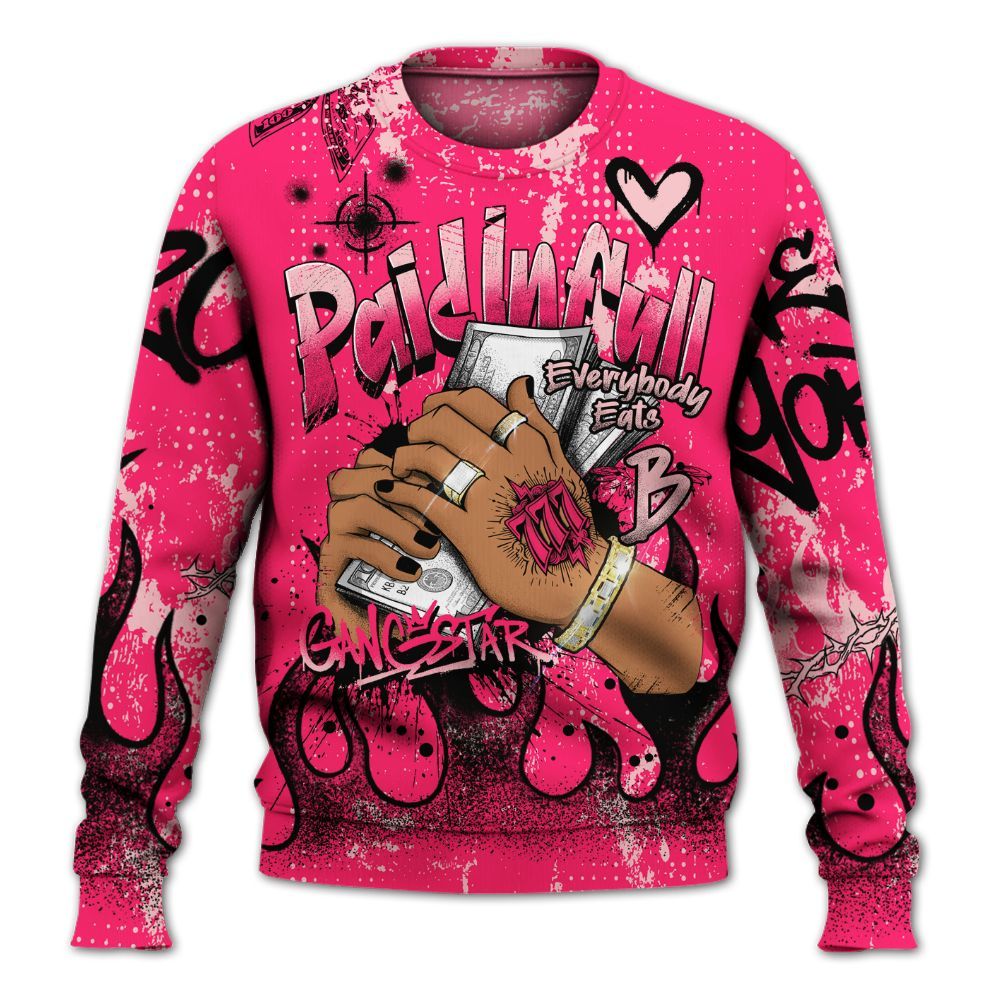 Sweatshirt To Match A'One Hyper Pink Shirt, Lucky Money Paid In Full Graffiti All Over Print