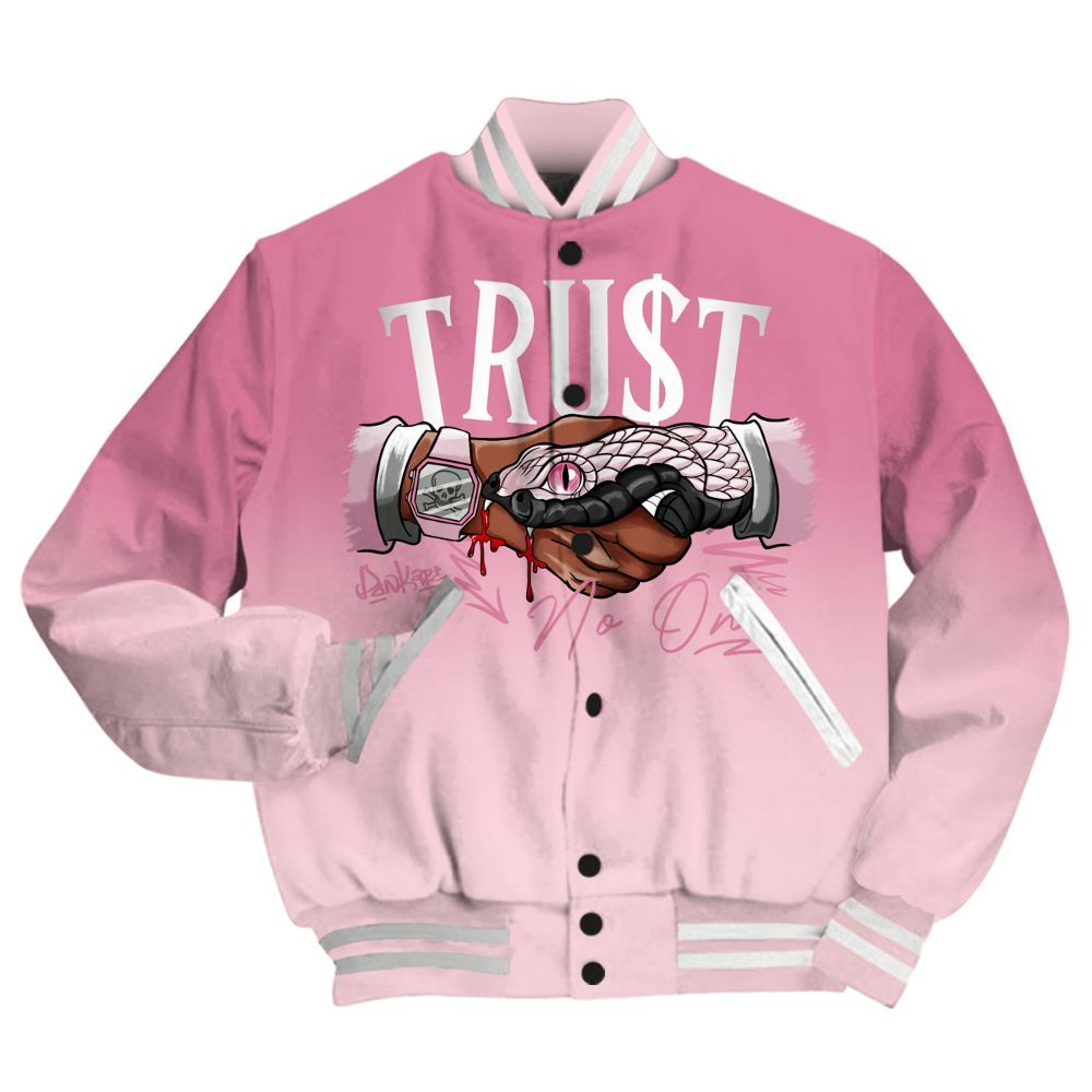 Varsity Jacket To Match GS Pearl Pink 12s - Trust No One Drip All Over Print