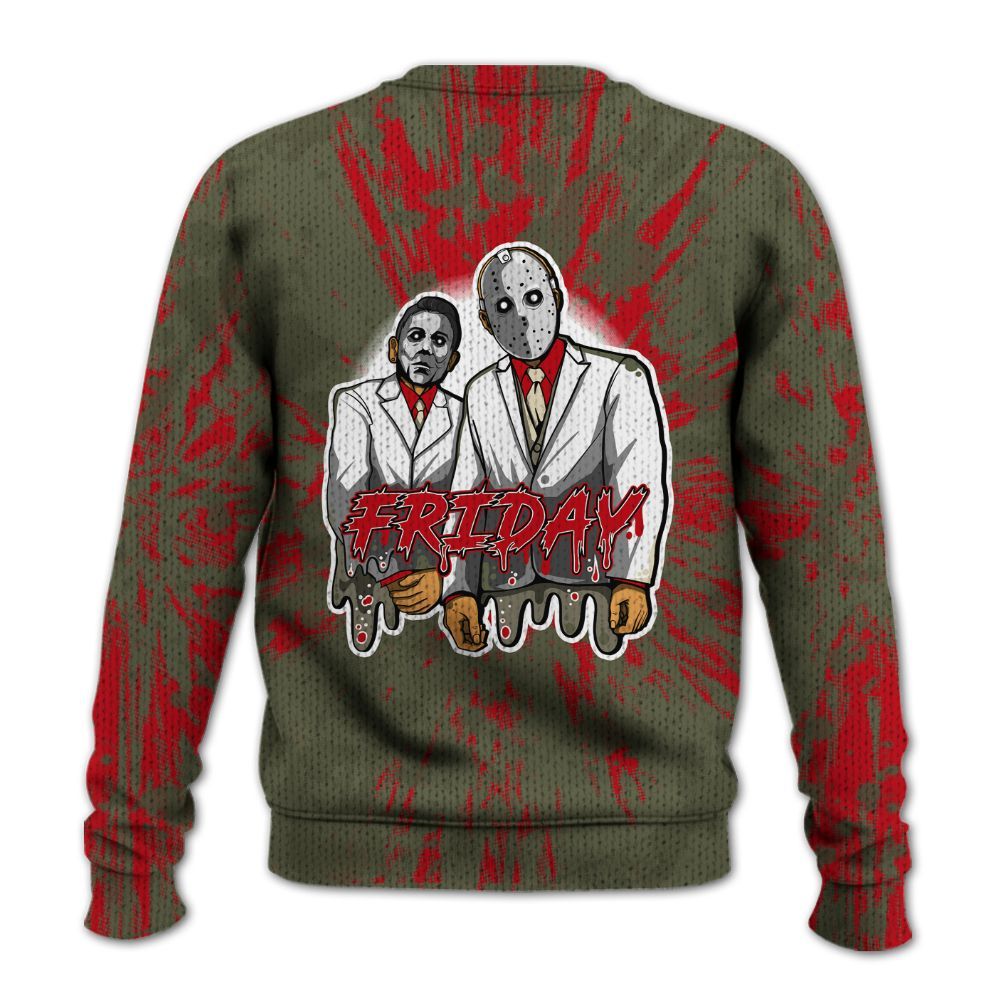 Knitted Sweater To Match Travis Scott Low OG Medium Olive 1s - Friday Halloween Graphic Luxury